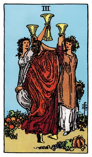 Drei der Kelche – Rider-Waite-Tarot