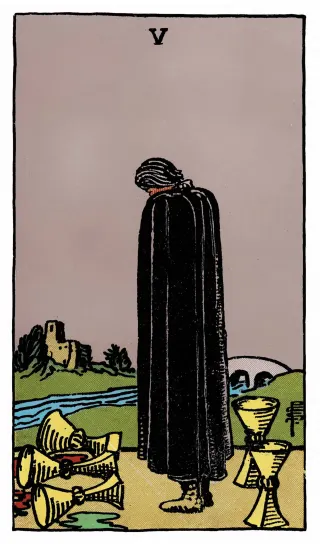 Fünf der Kelche – Rider-Waite-Tarot