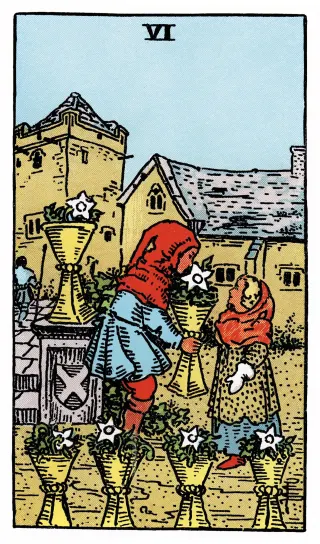 Sechs der Kelche – Rider-Waite-Tarot