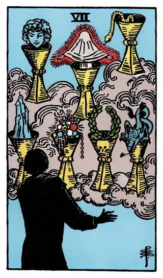 Sieben der Kelche – Rider-Waite-Tarot