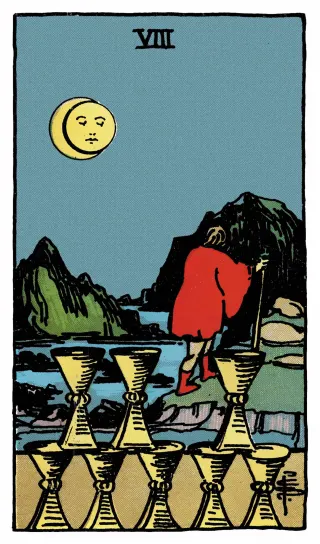 Acht der Kelche – Rider-Waite-Tarot