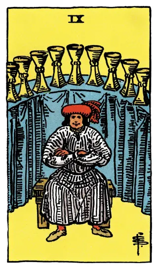 Neun der Kelche – Rider-Waite-Tarot