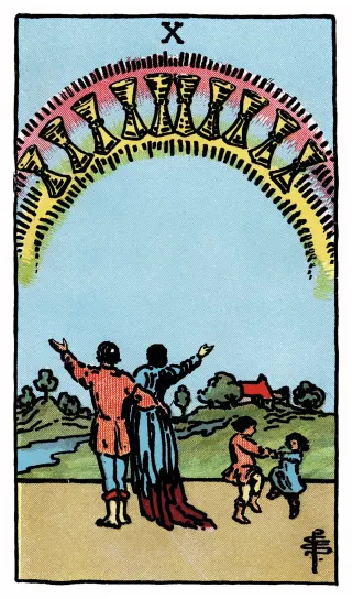 Zehn der Kelche – Rider-Waite-Tarot