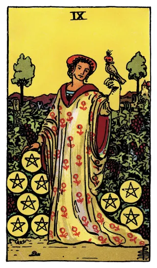 Neun der Münzen – Rider-Waite-Tarot