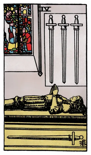 Vier der Schwerter – Rider-Waite-Tarot