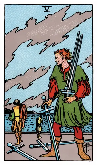 Fünf der Schwerter – Rider-Waite-Tarot