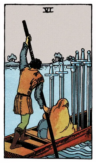 Sechs der Schwerter – Rider-Waite-Tarot