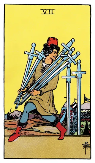 Sieben der Schwerter – Rider-Waite-Tarot