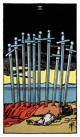 Zehn der Schwerter – Rider-Waite-Tarot