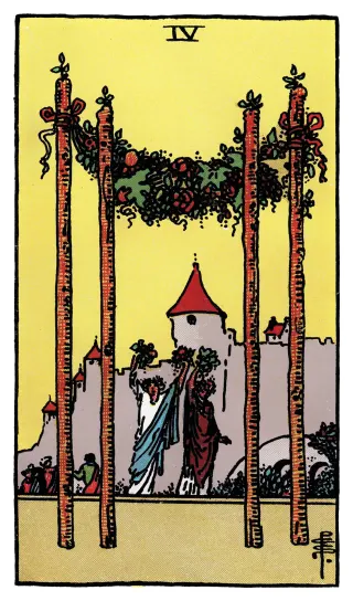 Vier der Stäbe – Rider-Waite-Tarot