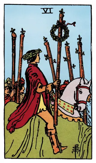 Sechs der Stäbe – Rider-Waite-Tarot