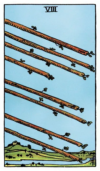 Acht der Stäbe – Rider-Waite-Tarot