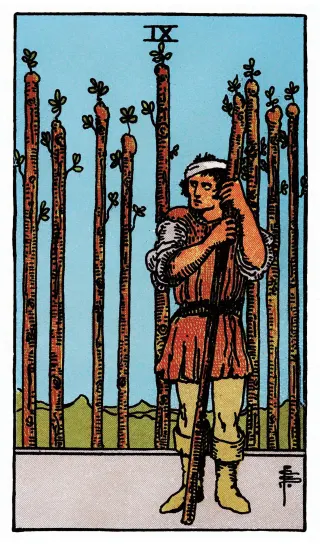 Neun der Stäbe – Rider-Waite-Tarot